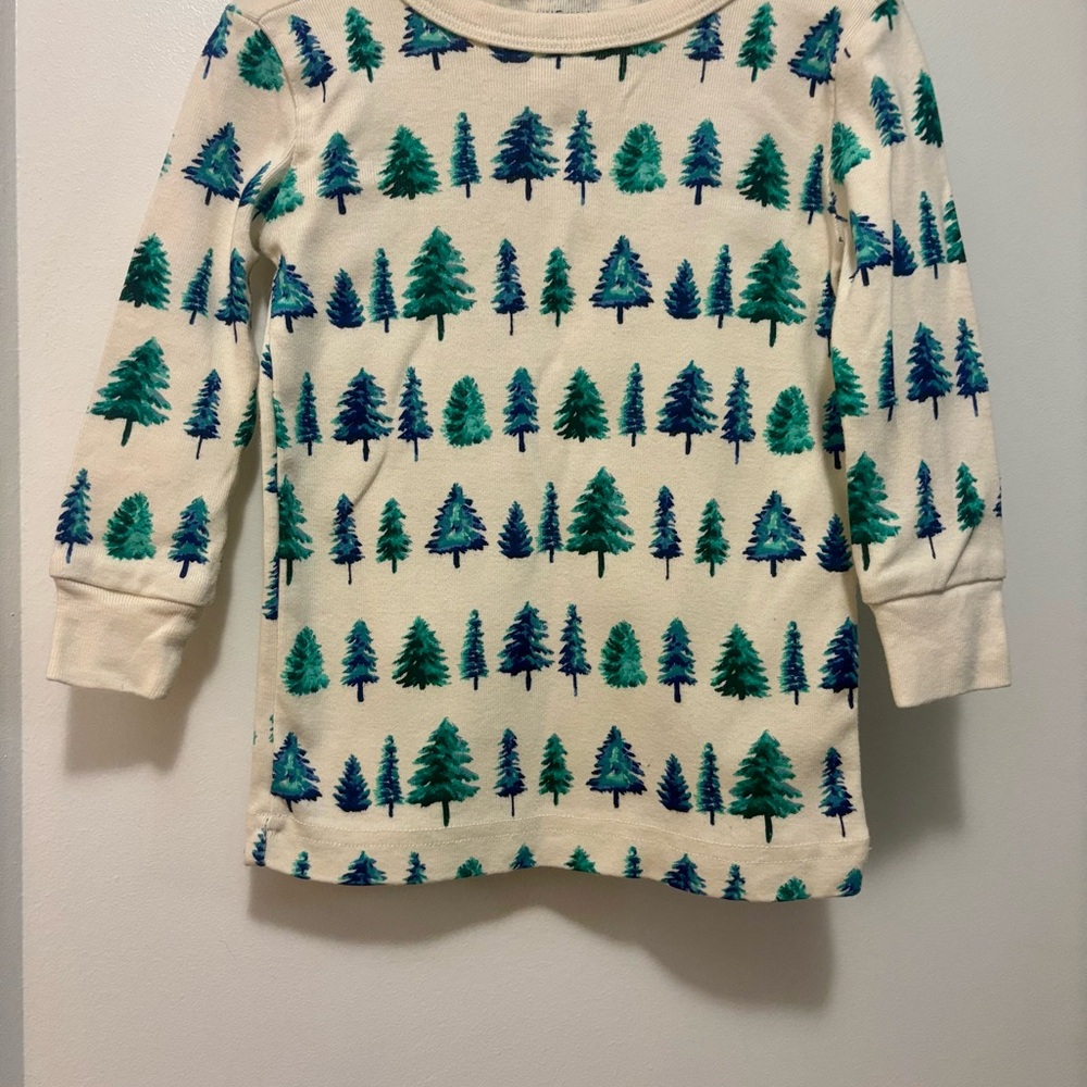 Janie and Jack Cream Long Sleeve with Green and Blue Tree Print